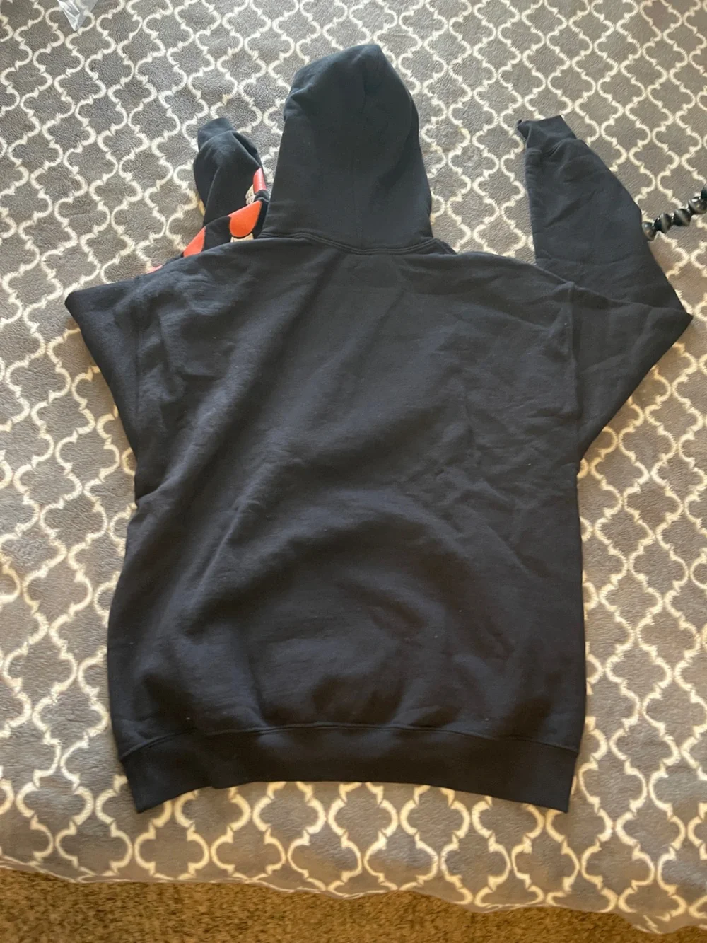Black 'Cuypie' Graphic Hoodie with Red Heart & Wings